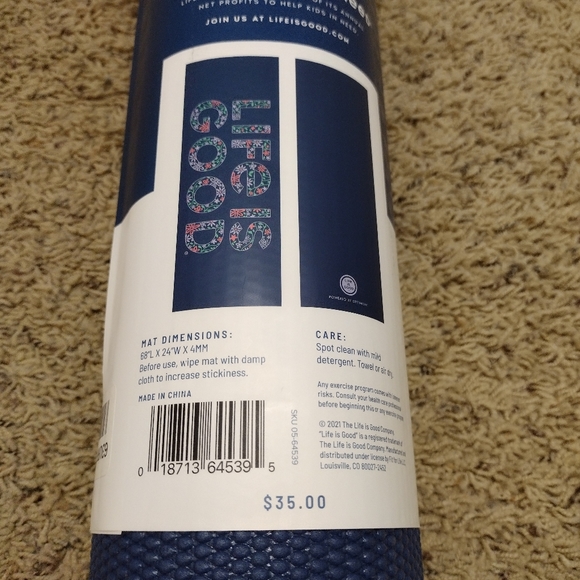 Life Is Good Yoga mat/ Reversible blue durable lightweight unique latex-free - Picture 8 of 12